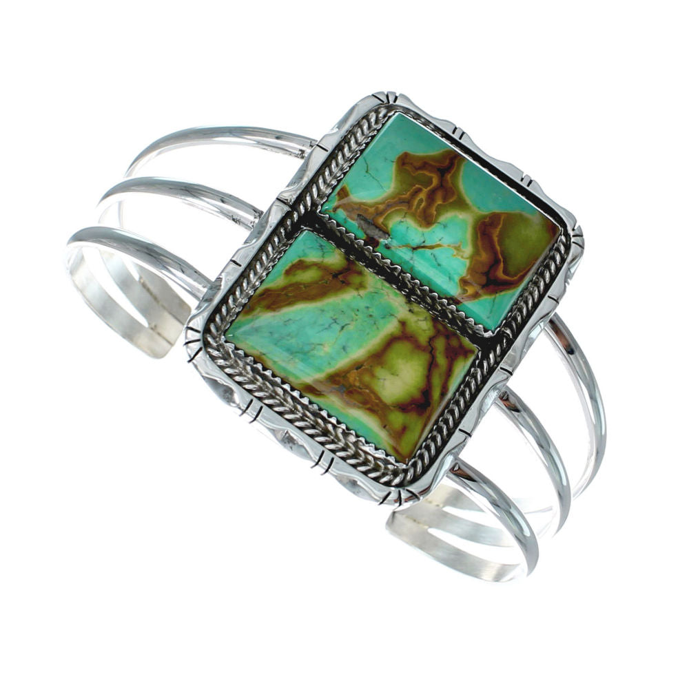 Authentic Kingman Turquoise Sterling Silver Navajo Cuff Bracelet X1070 ...