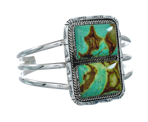 Authentic Kingman Turquoise Sterling Silver Navajo Cuff Bracelet X10701