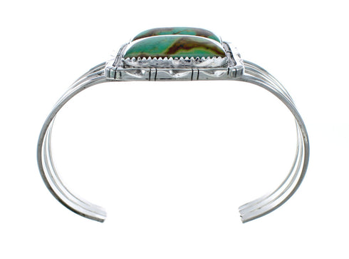 Authentic Kingman Turquoise Sterling Silver Navajo Cuff Bracelet X10701