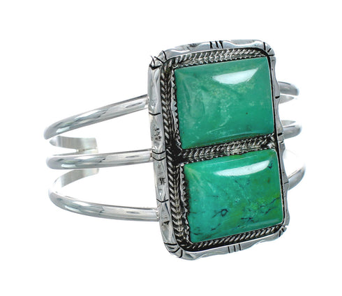 Authentic Navajo Kingman Turquoise Sterling Silver Cuff Bracelet X10702