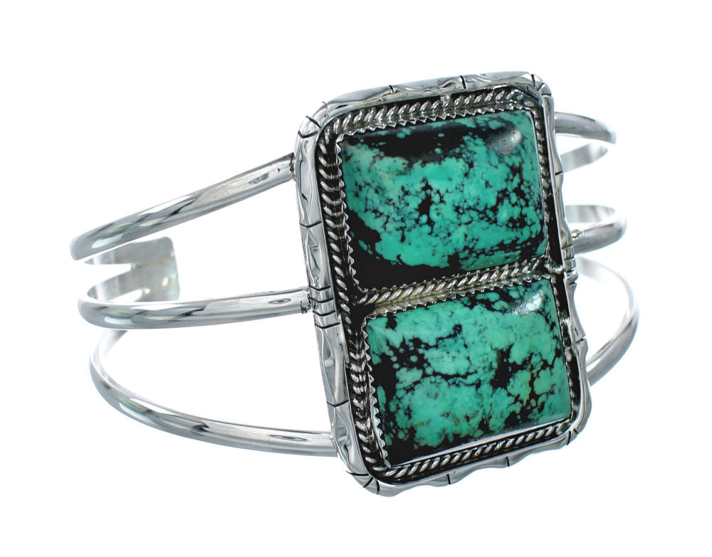 Native American Navajo Kingman Turquoise Sterling Silver Cuff Bracelet ...