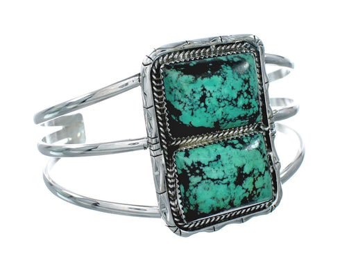 Native American Navajo Kingman Turquoise Sterling Silver Cuff Bracelet X10703