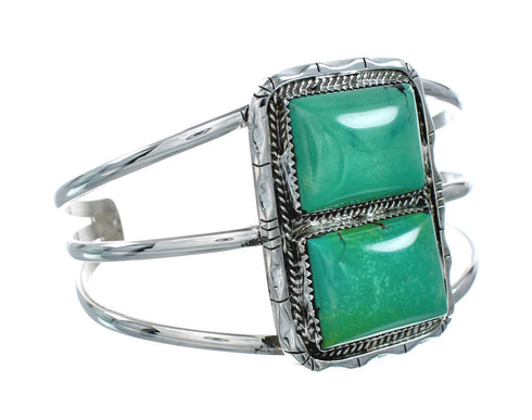 Authentic Navajo Kingman Turquoise Sterling Silver Cuff Bracelet X10705