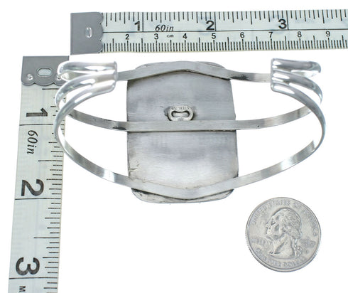 Authentic Navajo Kingman Turquoise Sterling Silver Cuff Bracelet X10705