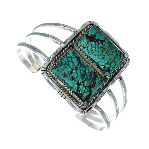 Authentic Navajo Kingman Turquoise Sterling Silver Cuff Bracelet X10706