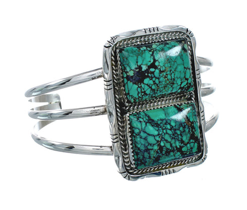 Authentic Navajo Kingman Turquoise Sterling Silver Cuff Bracelet X10706