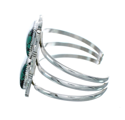 Authentic Navajo Kingman Turquoise Sterling Silver Cuff Bracelet X10706