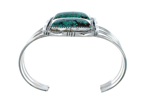 Authentic Navajo Kingman Turquoise Sterling Silver Cuff Bracelet X10706