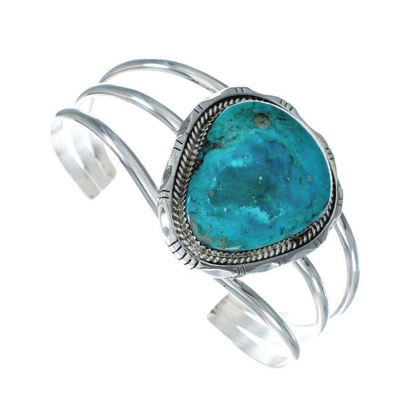 Native American Navajo Kingman Turquoise Sterling Silver Cuff Bracelet X10707