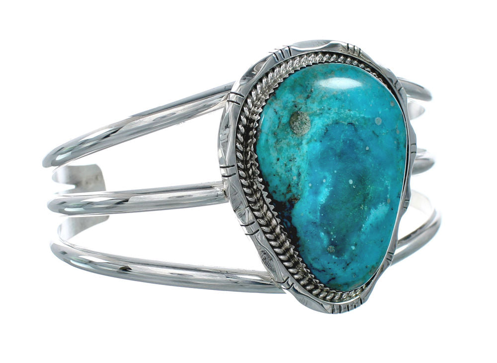 Native American Navajo Kingman Turquoise Sterling Silver Cuff Bracelet ...