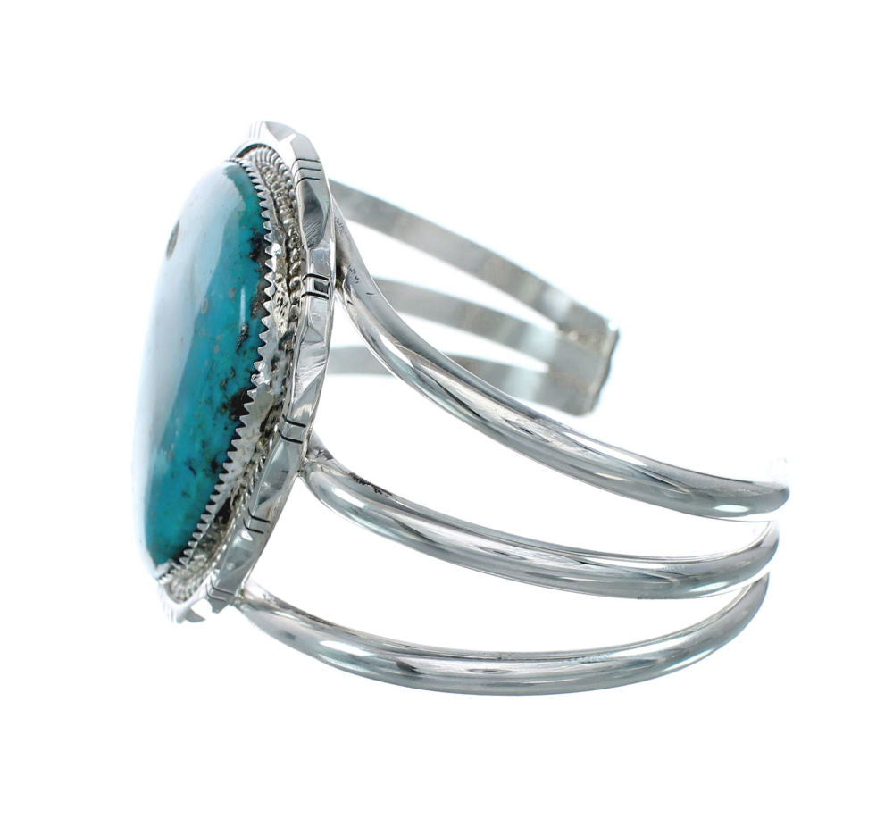 Native American Navajo Kingman Turquoise Sterling Silver Cuff Bracelet ...