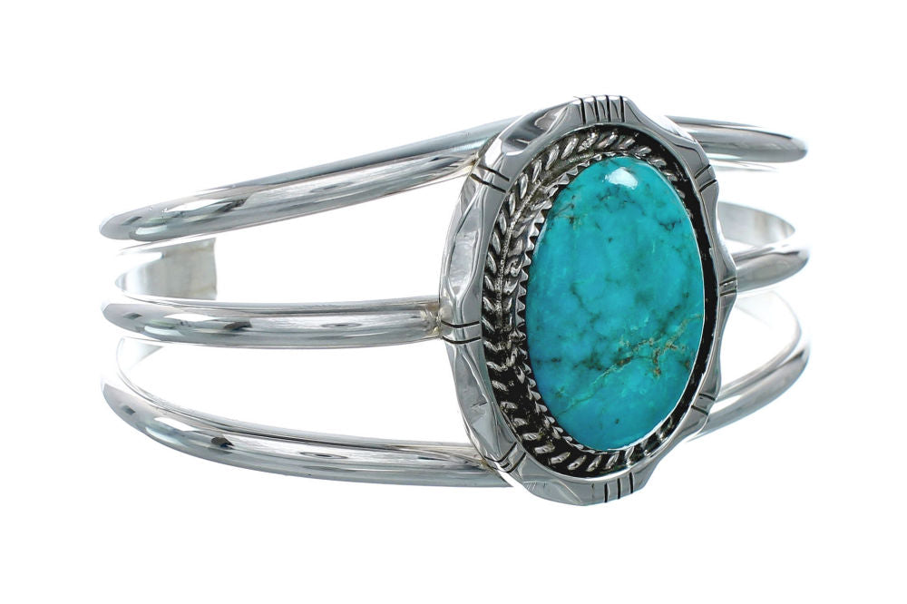 Genuine Kingman Turquoise Sterling Silver Navajo Cuff Bracelet X10709 ...