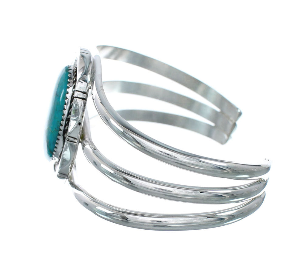 Genuine Kingman Turquoise Sterling Silver Navajo Cuff Bracelet X10709 ...