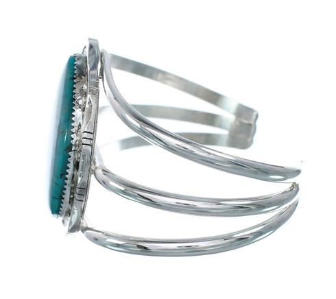 Authentic Navajo Kingman Turquoise Sterling Silver Cuff Bracelet X10714