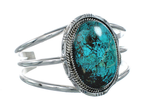 Genuine Navajo Kingman Turquoise Sterling Silver Cuff Bracelet X10715