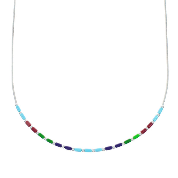 Multicolor Hand Strung Liquid Silver Necklace Jewelry X10723