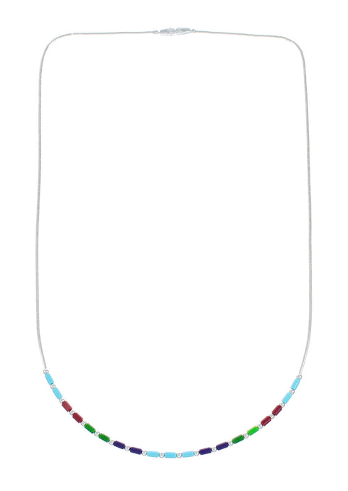 Multicolor Hand Strung Liquid Silver Necklace Jewelry X10723