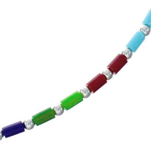 Multicolor Hand Strung Liquid Silver Necklace Jewelry X10723