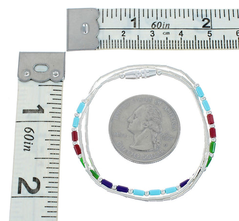 Multicolor Hand Strung Liquid Silver Necklace Jewelry X10723