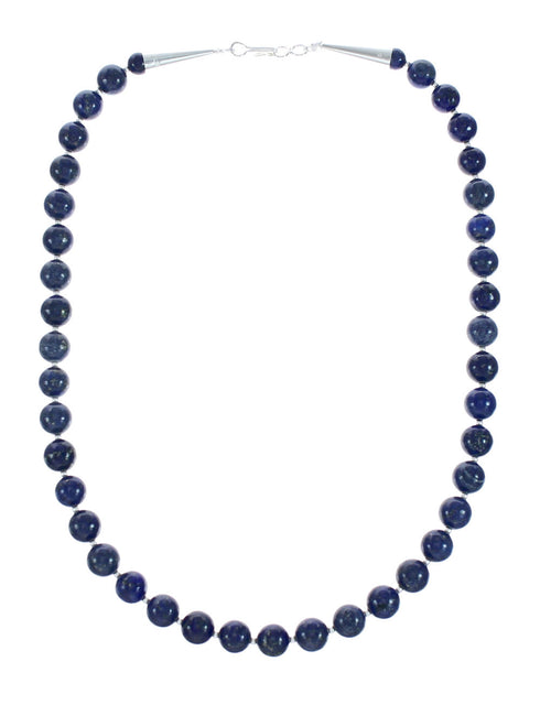 Sterling Silver And Lapis Navajo Bead Pendant Necklace Set X10687