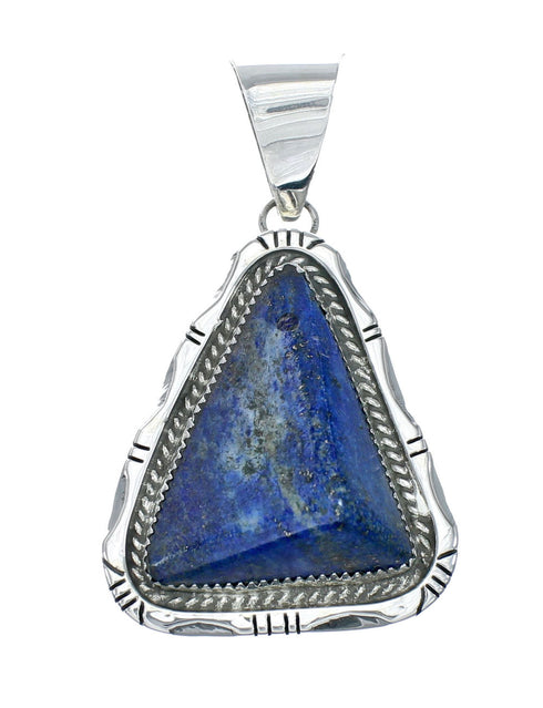 Sterling Silver And Lapis Navajo Bead Pendant Necklace Set X10687