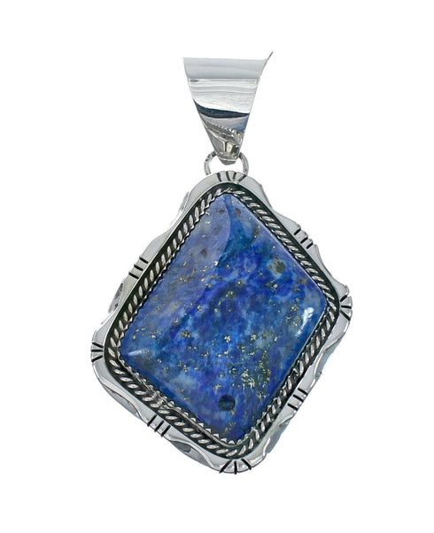 Native American Navajo Sterling Silver And Lapis Bead Pendant Necklace Set X10690