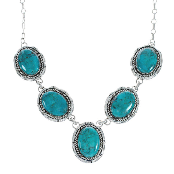 Authentic Sterling Silver Turquoise Navajo Link Necklace X10698