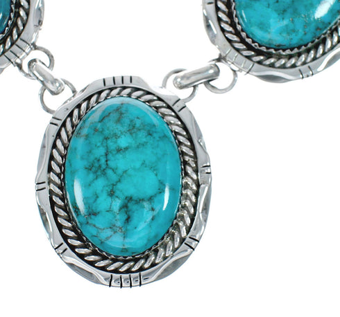 Authentic Sterling Silver Turquoise Navajo Link Necklace X10698