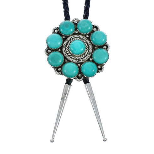 Native American Navajo Turquoise Sterling Silver Bolo Tie X10699