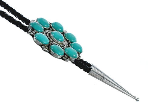 Native American Navajo Turquoise Sterling Silver Bolo Tie X10699