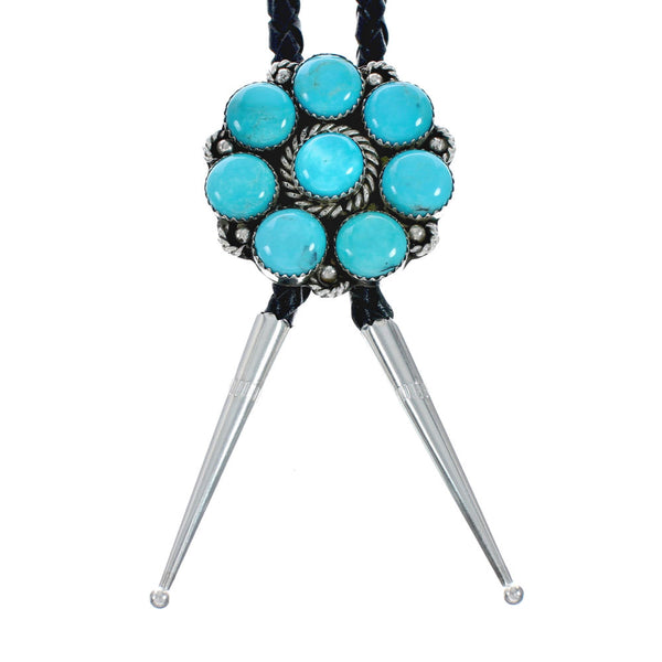 Native American Navajo Turquoise Sterling Silver Bolo Tie X10700