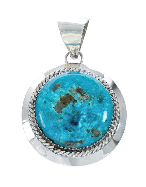 Genuine Turquoise Sterling Silver Navajo Pendant Bead Necklace X10727