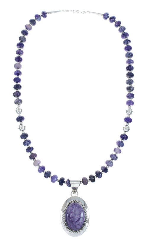 Purple Charoite Navajo Sterling Silver Bead Necklace X10732