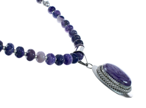 Purple Charoite Navajo Sterling Silver Bead Necklace X10732