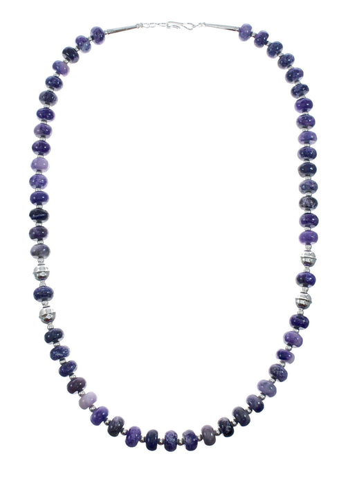 Purple Charoite Navajo Sterling Silver Bead Necklace X10732