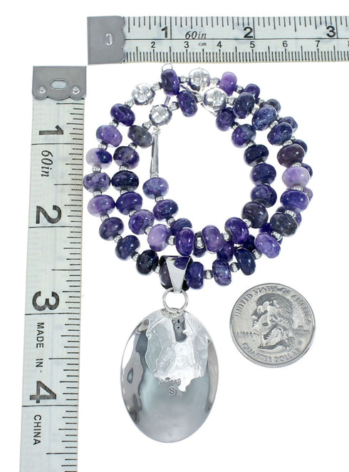 Purple Charoite Navajo Sterling Silver Bead Necklace X10732