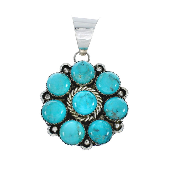 Genuine Native American Multi Stone Navajo Turquoise Sterling Silver Pendant X10737