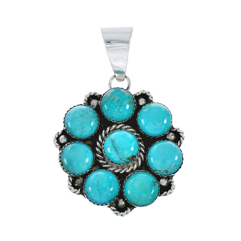 Genuine Native American Multi Stone Navajo Turquoise Sterling Silver Pendant X10738