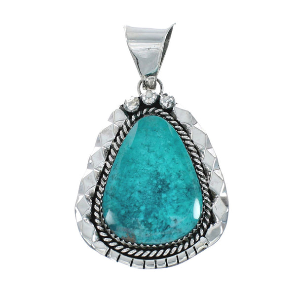 Native American Turquoise Sterling Silver Navajo Pendant X10759
