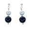 Sterling Silver Mother Of Pearl And Onyx Bead Post Dangle Earrings X10773