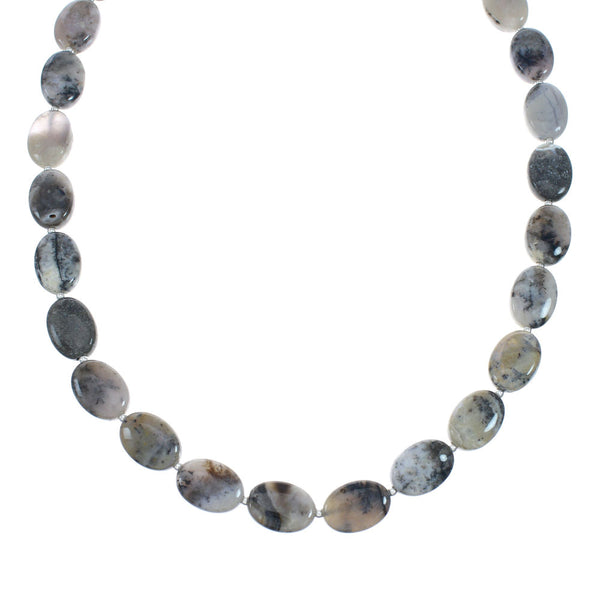 Southwest Sterling Silver Gray Jasper Bead Necklace X10787
