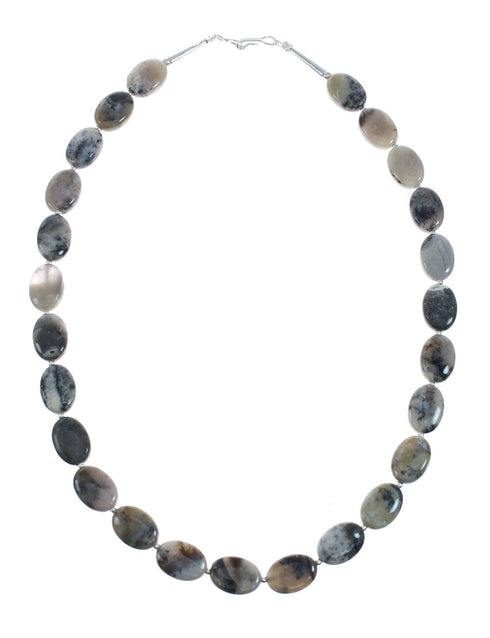Southwest Sterling Silver Gray Jasper Bead Necklace X10787