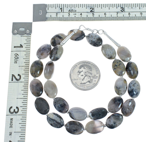 Southwest Sterling Silver Gray Jasper Bead Necklace X10787