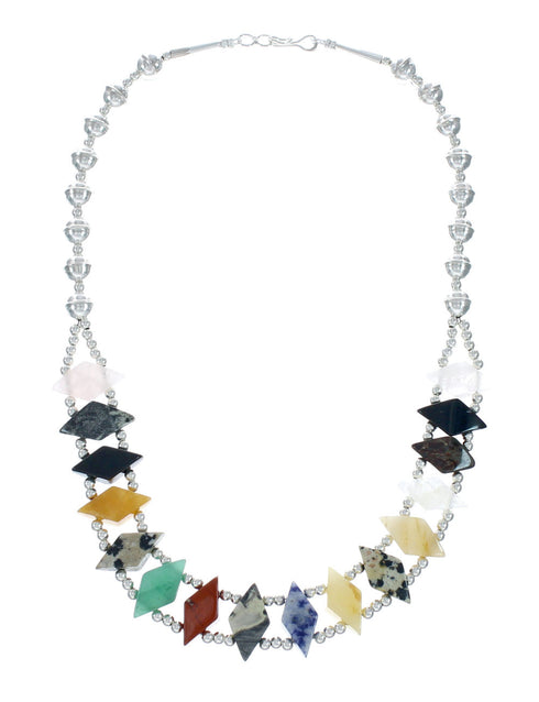 Multicolor Genuine Sterling Silver 2-Strand Treasure Bead Necklace X10788