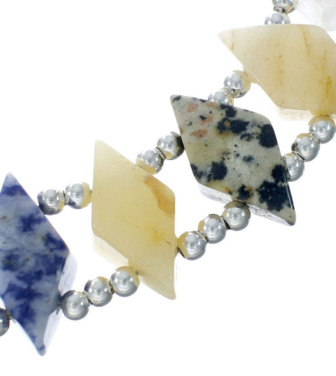 Multicolor Genuine Sterling Silver 2-Strand Treasure Bead Necklace X10788