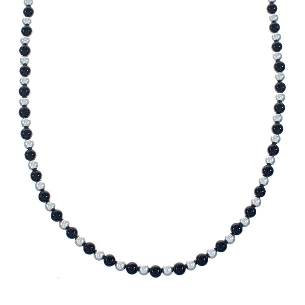 Onyx Sterling Silver Native American Bead Necklace X10791