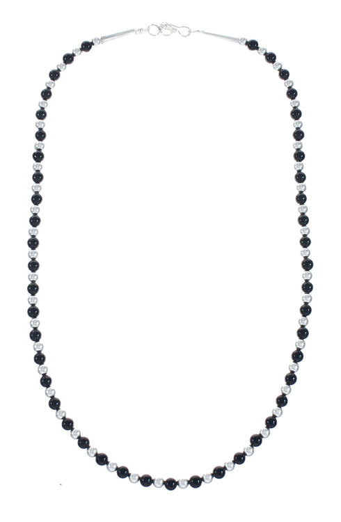 Onyx Sterling Silver Native American Bead Necklace X10791