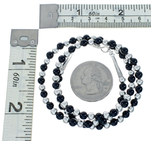 Onyx Sterling Silver Native American Bead Necklace X10791