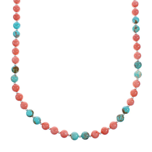 Native American Navajo Multicolor Sterling Silver Bead Necklace X10794