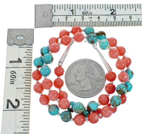 Native American Navajo Multicolor Sterling Silver Bead Necklace X10794